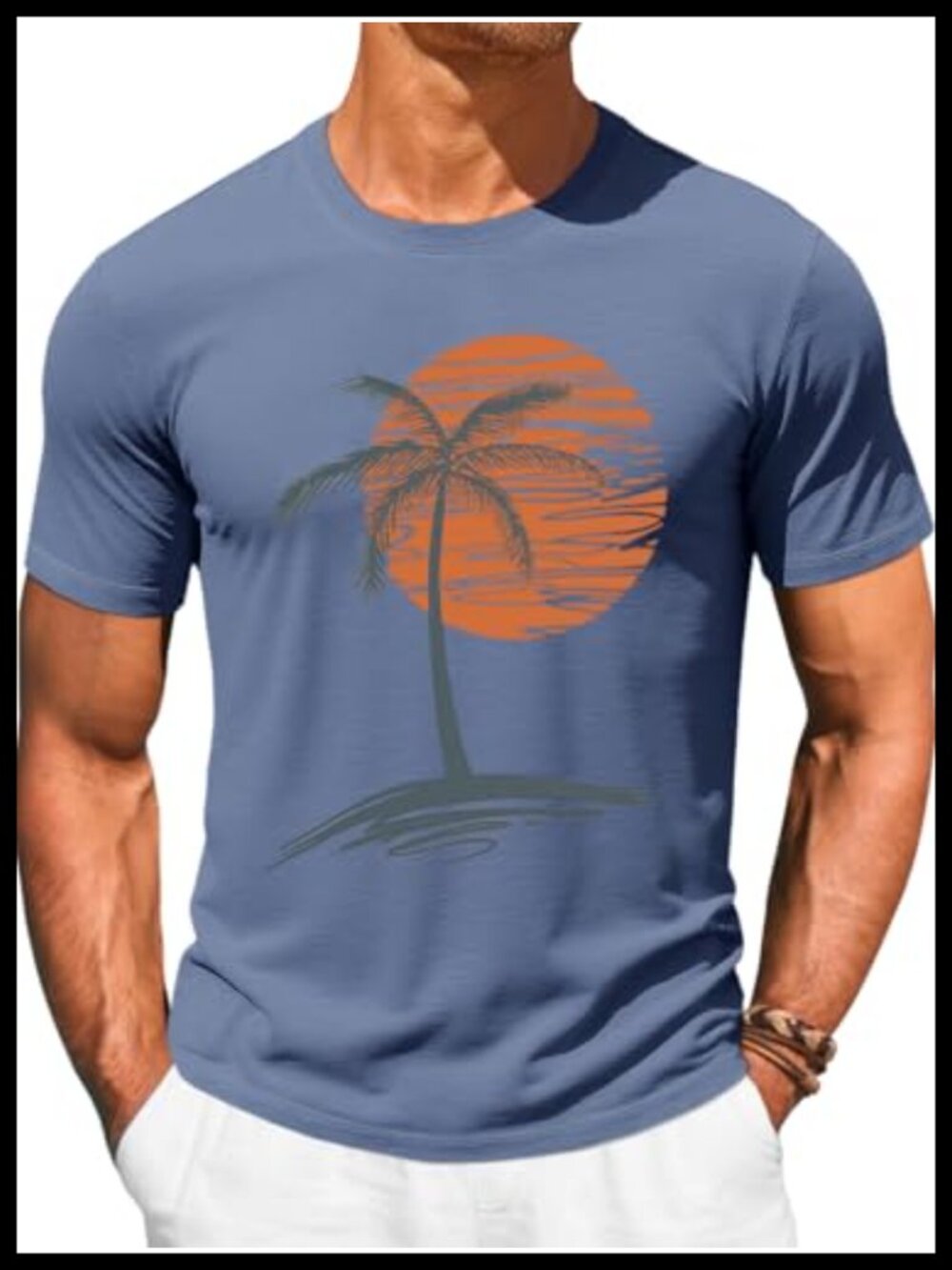Men's Graphic Short Sleeve Crew Neck T-Shirt Polyester Blend Casual Tee